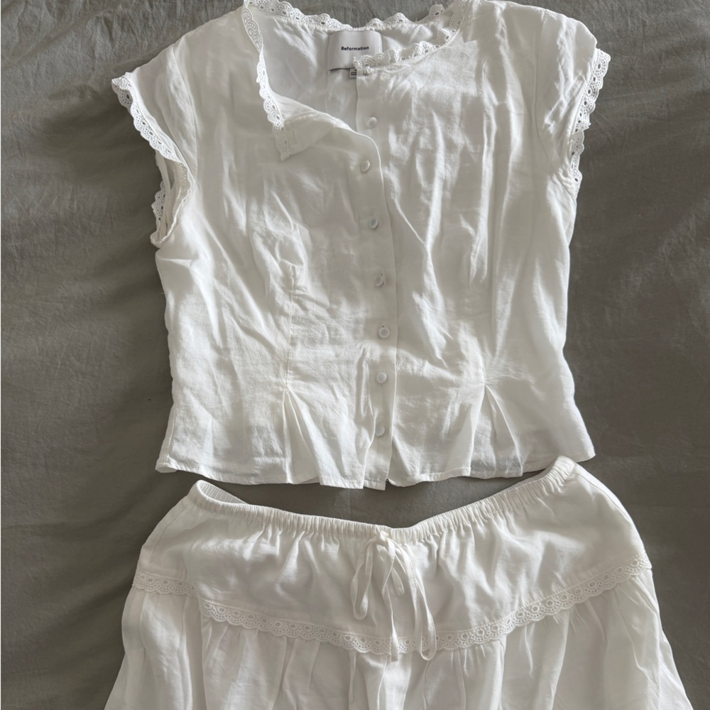 Reformation White Valetta Skirt Set - Picture 3 of 6